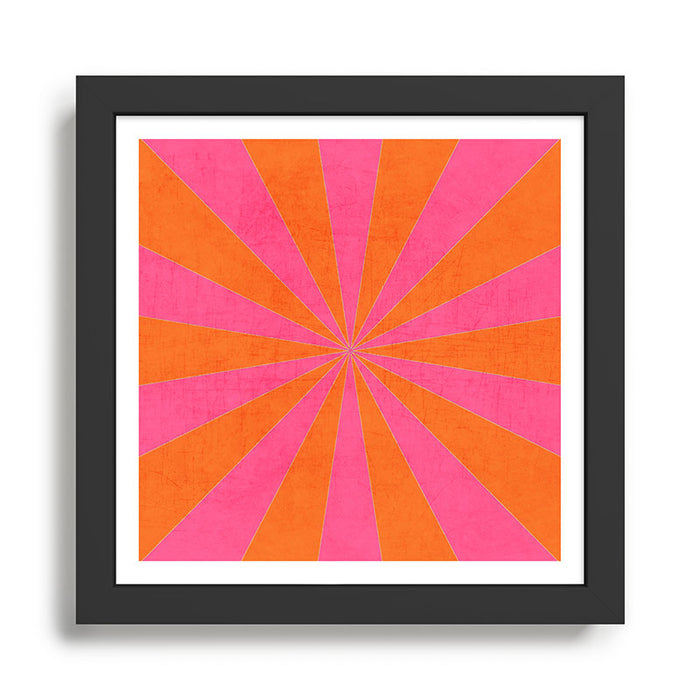 orange and hot pink starburst Framed Art Print Gallery Image 1