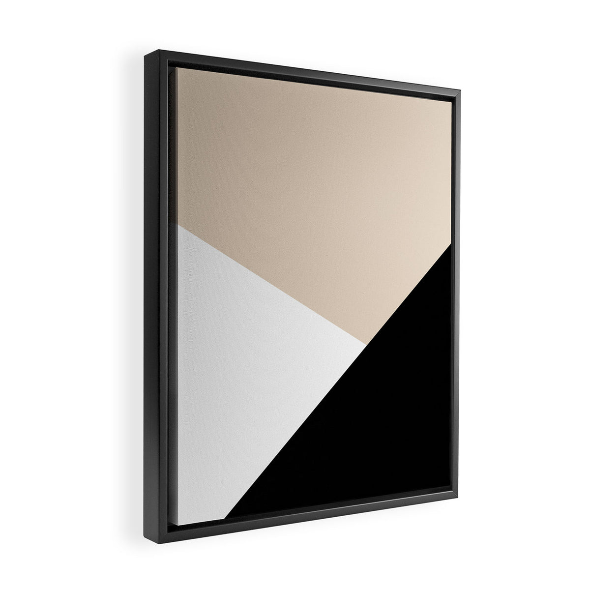 Black white and sand minimalist art Framed Canvas Print Gallery Image 2