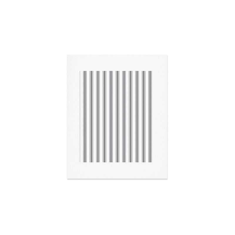 Gray blue ticking stripes Art Print Gallery Image 1