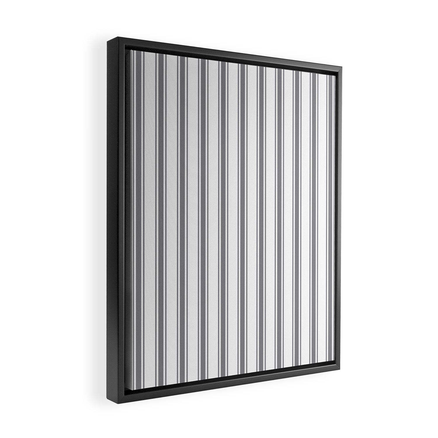 Gray blue ticking stripes Framed Canvas Print Gallery Image 2
