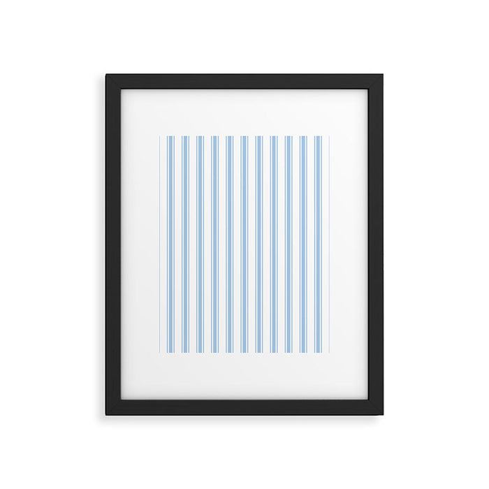 Light blue ticking stripes Framed Art Print Gallery Image 1