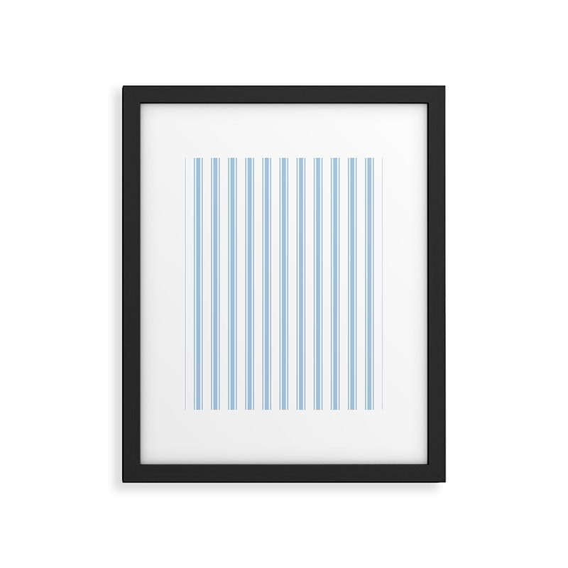 Light blue ticking stripes Framed Art Print Gallery Image 6