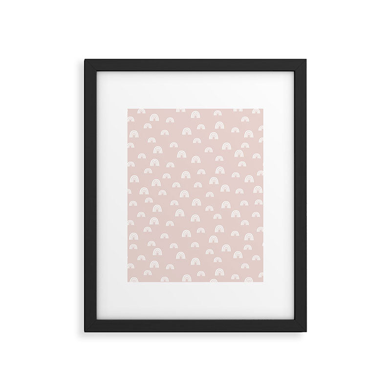 Boho Pink Rainbow - Pink & White Rainbow Pattern - Kids Rainbow Nursery Framed Art Print Gallery Image 6