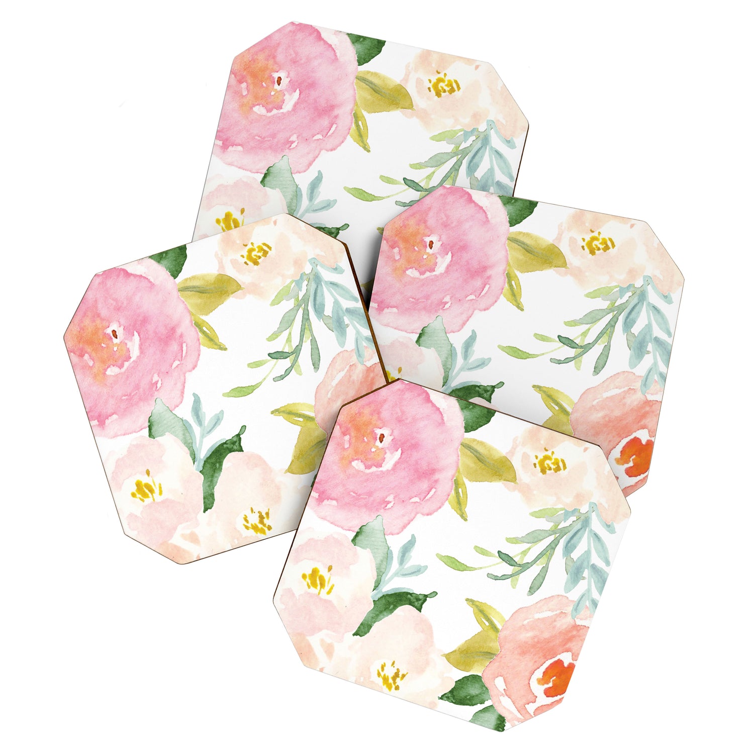 Sweet Pink Blooms (Floral 02) Coaster Gallery Image 1
