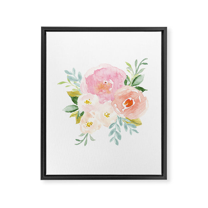 Sweet Pink Blooms (Floral 02) Framed Canvas Print Gallery Image 1