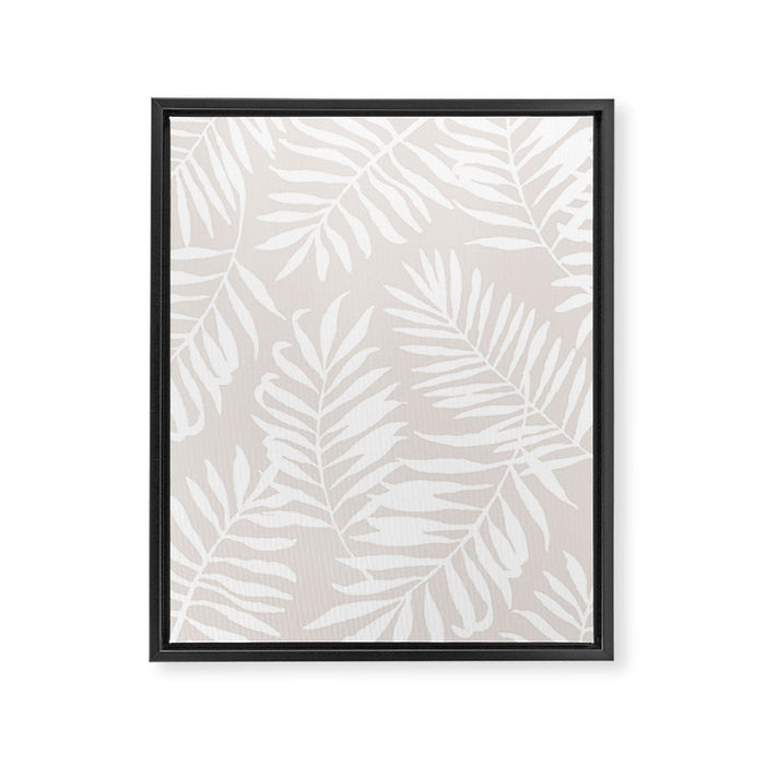 Tropical Palm Leaves - Palm Leaf Pattern - Sandy Beige Framed Canvas Print Gallery Image 1