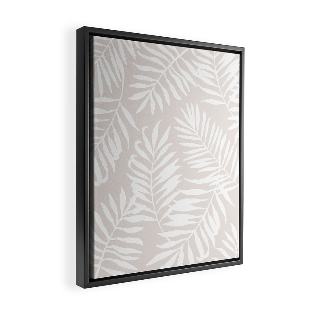 Tropical Palm Leaves - Palm Leaf Pattern - Sandy Beige Framed Canvas Print Gallery Image 2