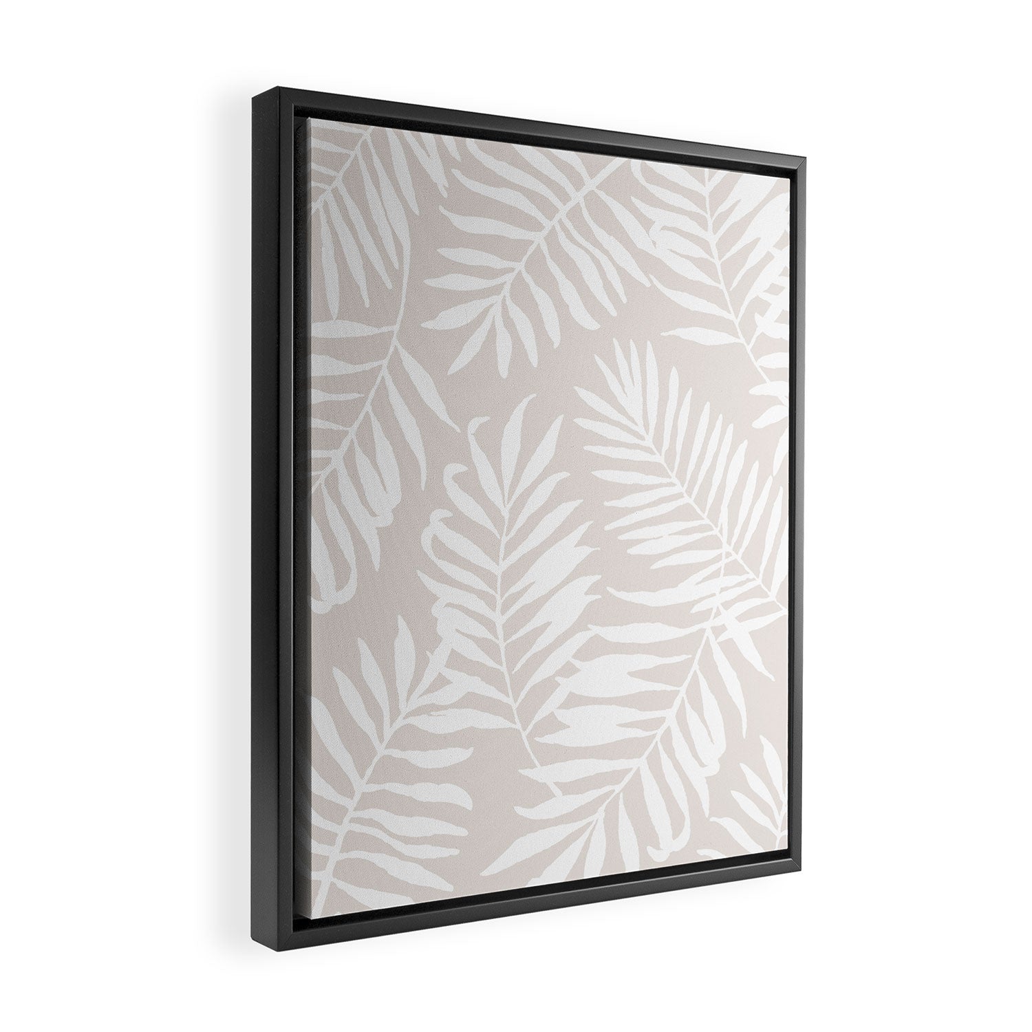 Tropical Palm Leaves - Palm Leaf Pattern - Sandy Beige Framed Canvas Print Gallery Image 2