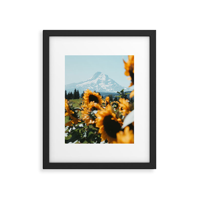 Mt. Hood Sunflower Field Framed Art Print Gallery Image 4
