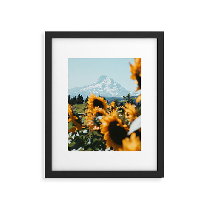 Mt. Hood Sunflower Field Framed Art Print Gallery Image 1