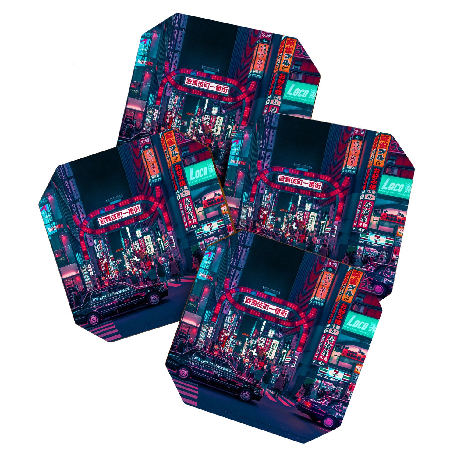 Cyberpunk Tokyo Street Coaster Gallery Image 1