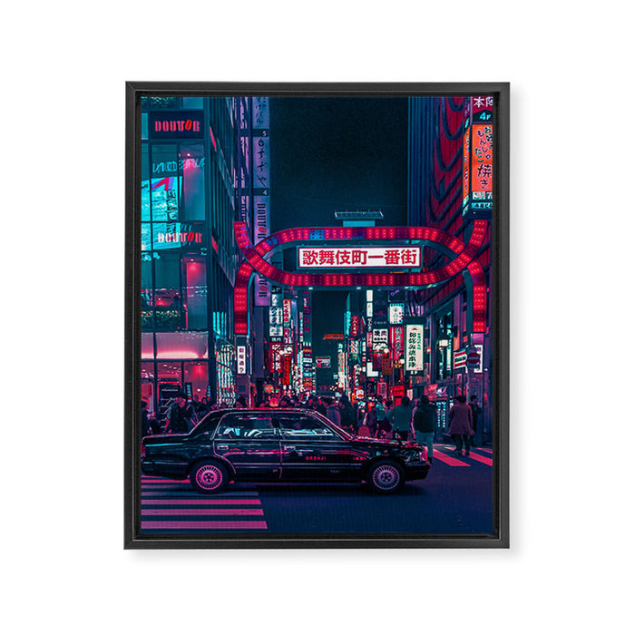 Cyberpunk Tokyo Street Framed Canvas Print Gallery Image 1