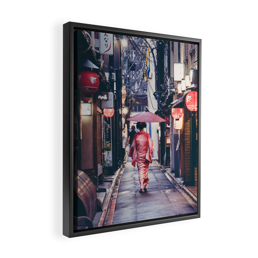 Geisha In Kyoto Framed Canvas Print Gallery Image 2