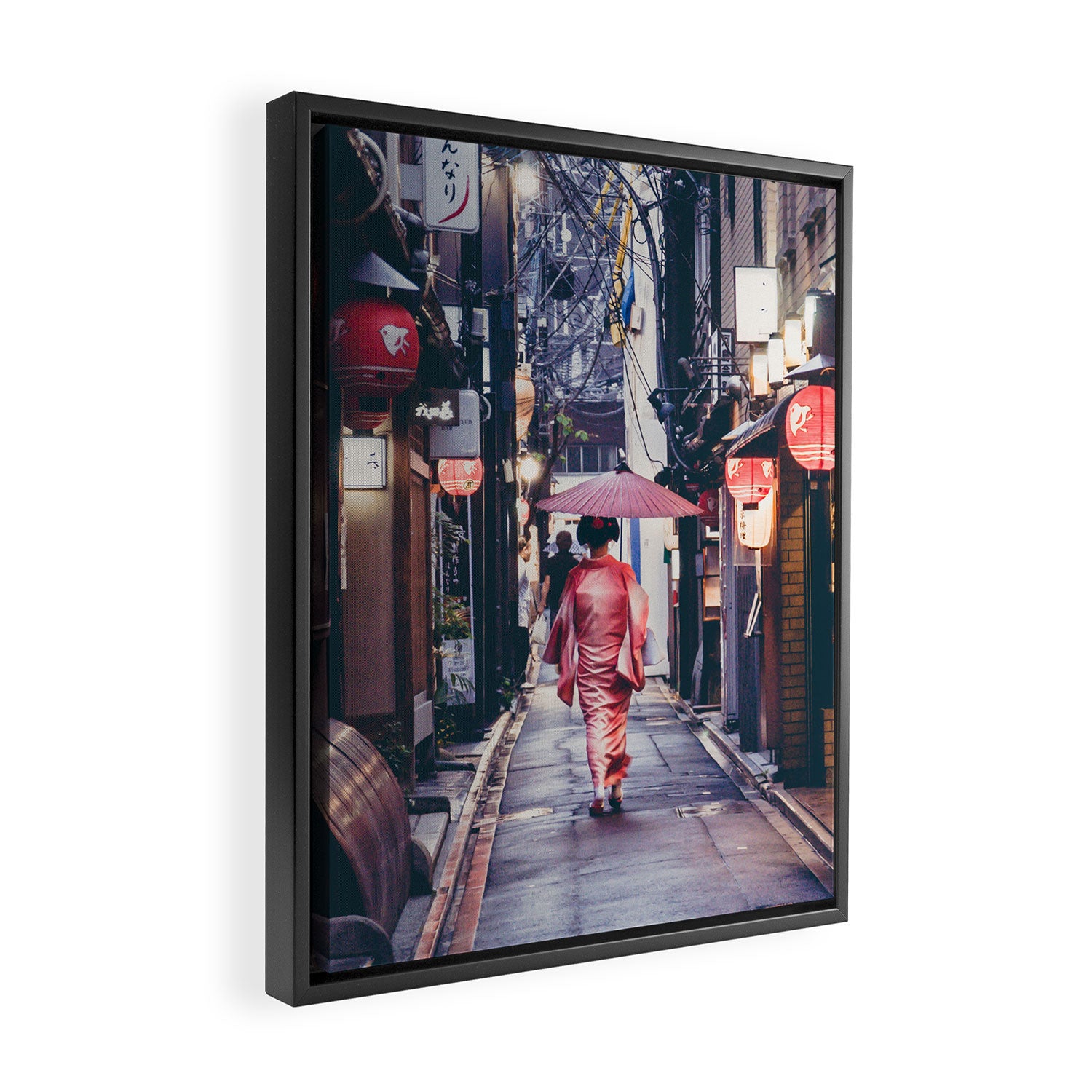 Geisha In Kyoto Framed Canvas Print Gallery Image 2