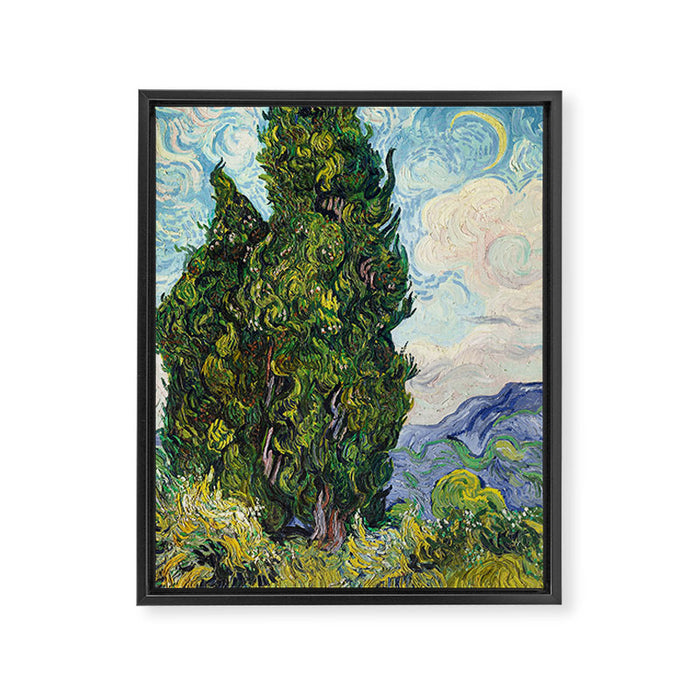 Cypresses by Vincent Van Gogh Framed Canvas Print Gallery Image 1