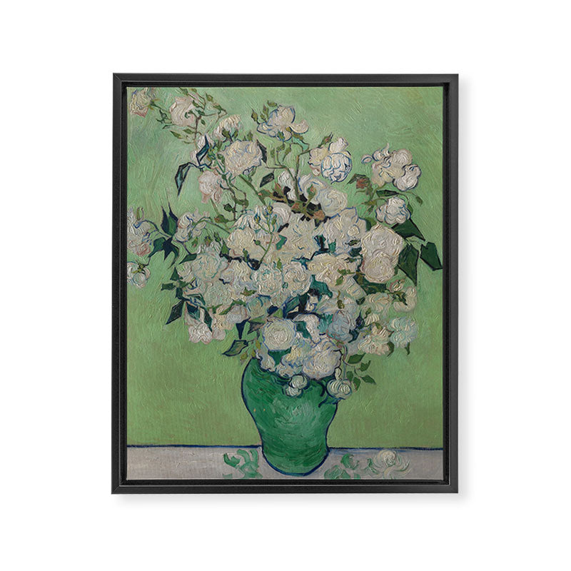 Vase with Pink Roses- Van Gogh Framed Canvas Print Gallery Image 6