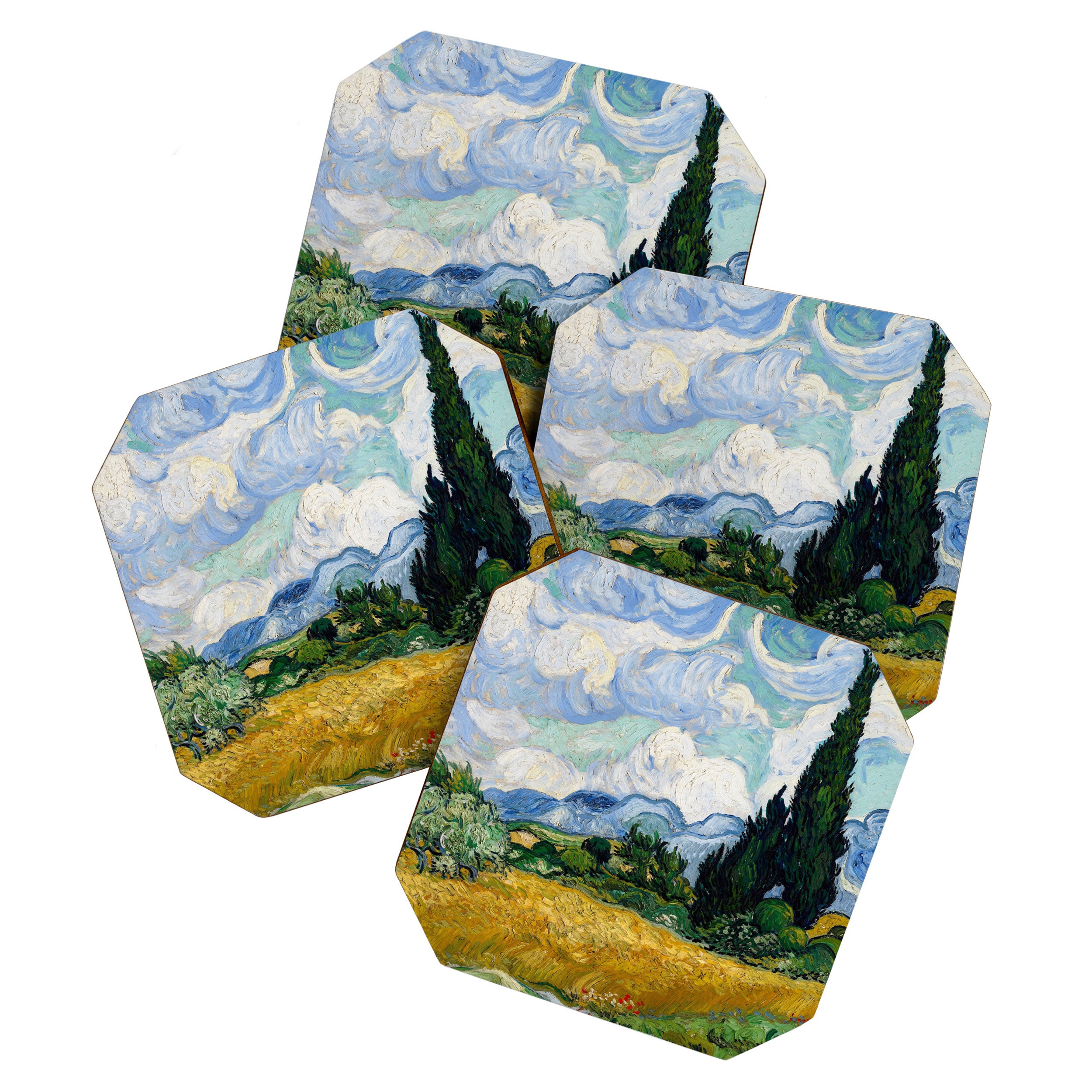 Wheat Field with Cypresses Coaster Gallery Image 1