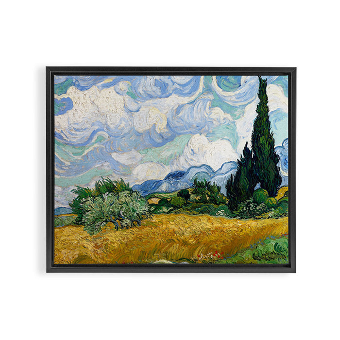 Wheat Field with Cypresses Framed Canvas Print Gallery Image 1
