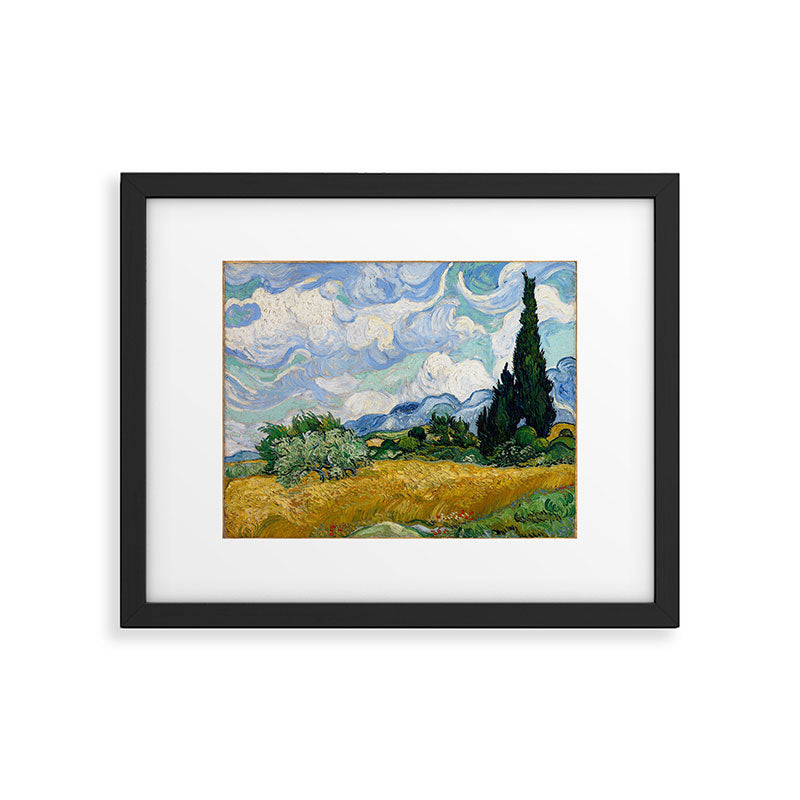 Wheat Field with Cypresses Framed Art Print Gallery Image 5
