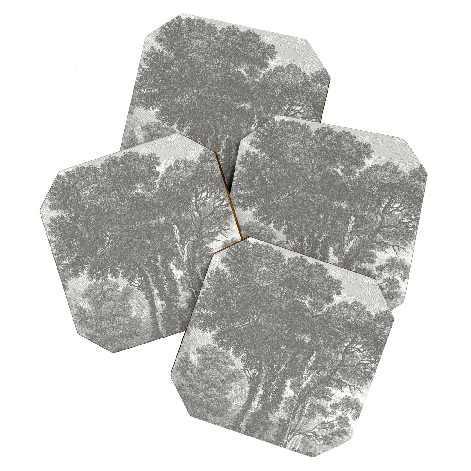 Beaux Arbres (Beautiful Trees), Warm Gray on Vanilla Snow Coaster Gallery Image 1