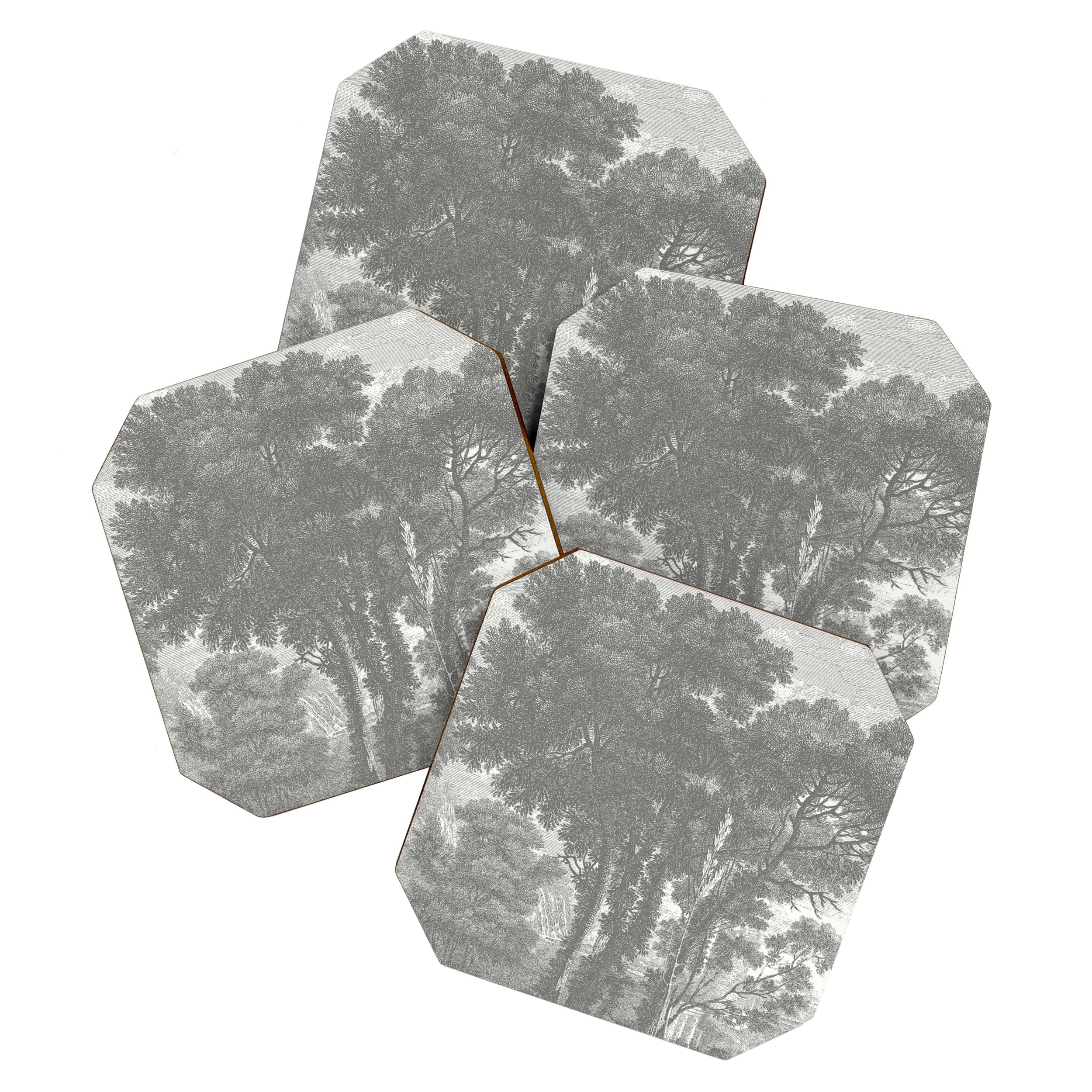 Beaux Arbres (Beautiful Trees), Warm Gray on Vanilla Snow Coaster Gallery Image 1