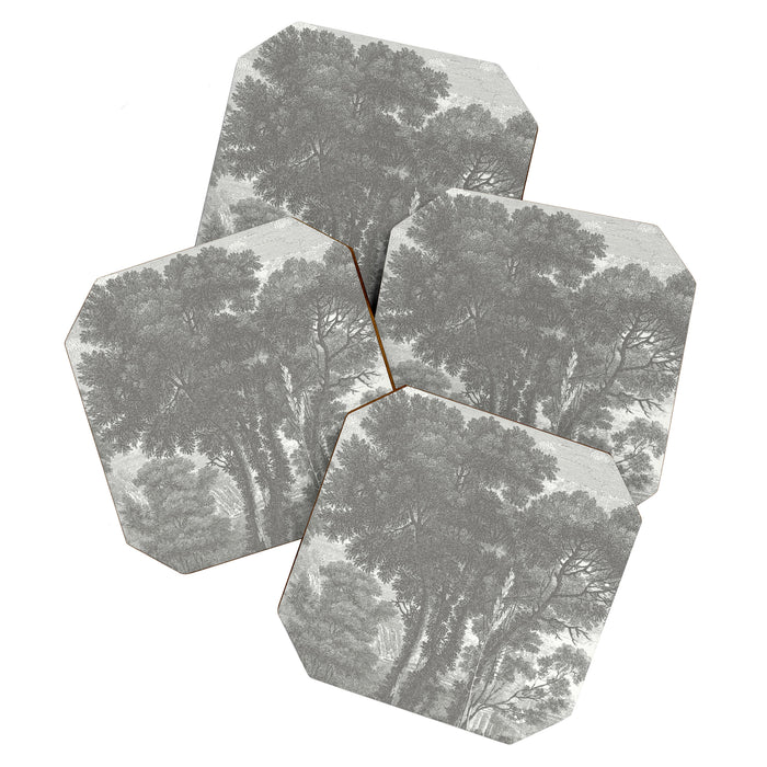Beaux Arbres (Beautiful Trees), Warm Gray on Vanilla Snow Coaster Gallery Image 1