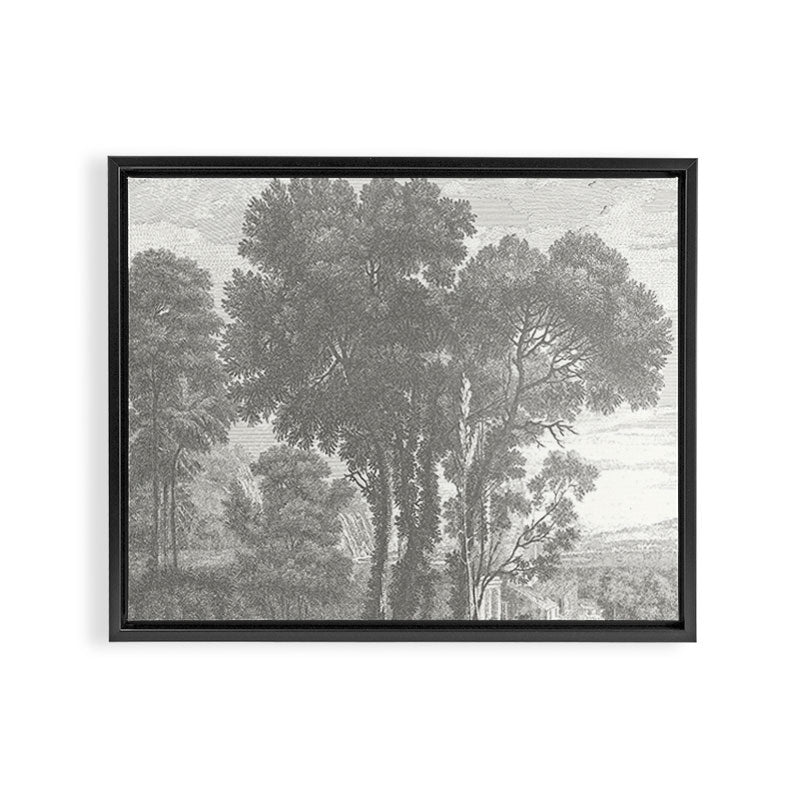 Beaux Arbres (Beautiful Trees), Warm Gray on Vanilla Snow Framed Canvas Print Gallery Image 2
