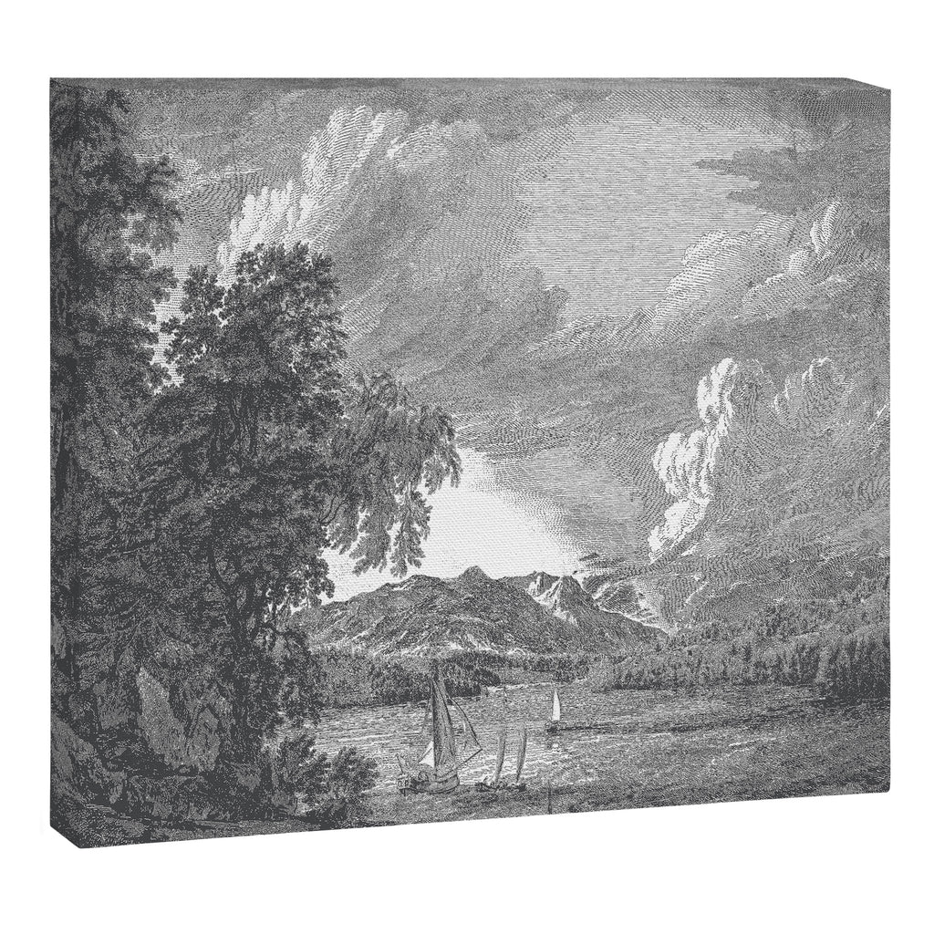 Hudson River and Catskills, Graphite and Crisp White Canvas Print Gallery Image 12