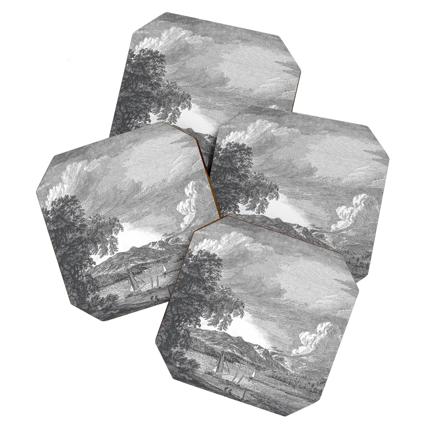 Hudson River and Catskills, Graphite and Crisp White Coaster Gallery Image 1