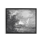 Hudson River and Catskills, Graphite and Crisp White Framed Canvas Print Gallery Image 2