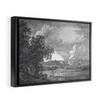 Hudson River and Catskills, Graphite and Crisp White Framed Canvas Print Gallery Image 6