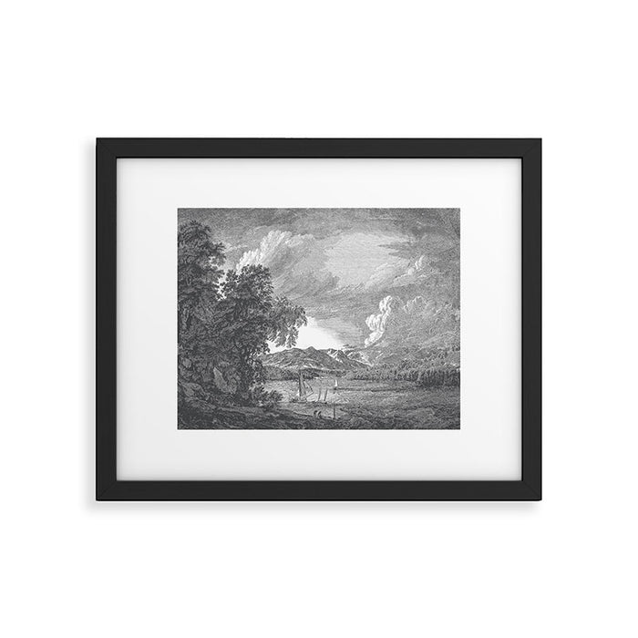 Hudson River and Catskills, Graphite and Crisp White Framed Art Print Gallery Image 1