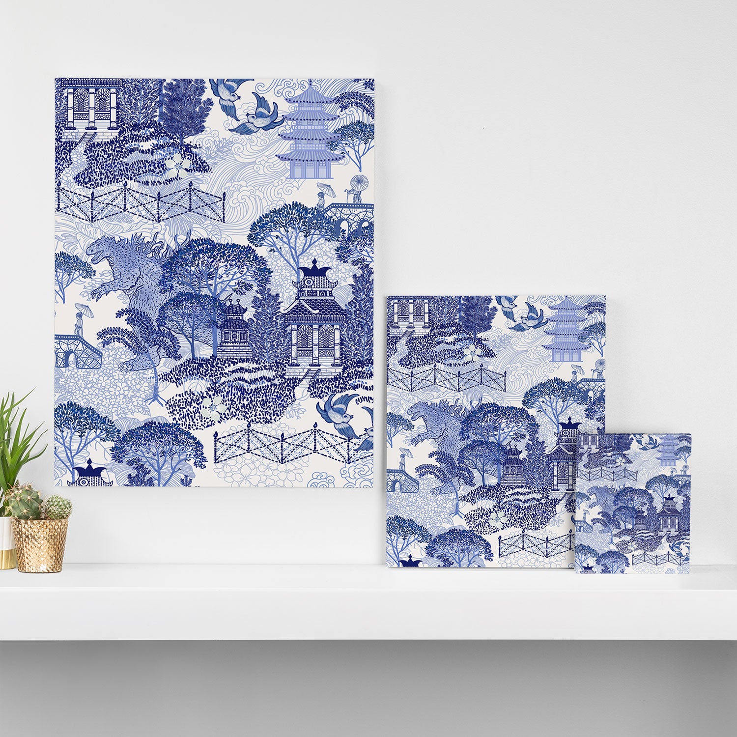 Blue Willow Godzilla Canvas Print Gallery Image 3