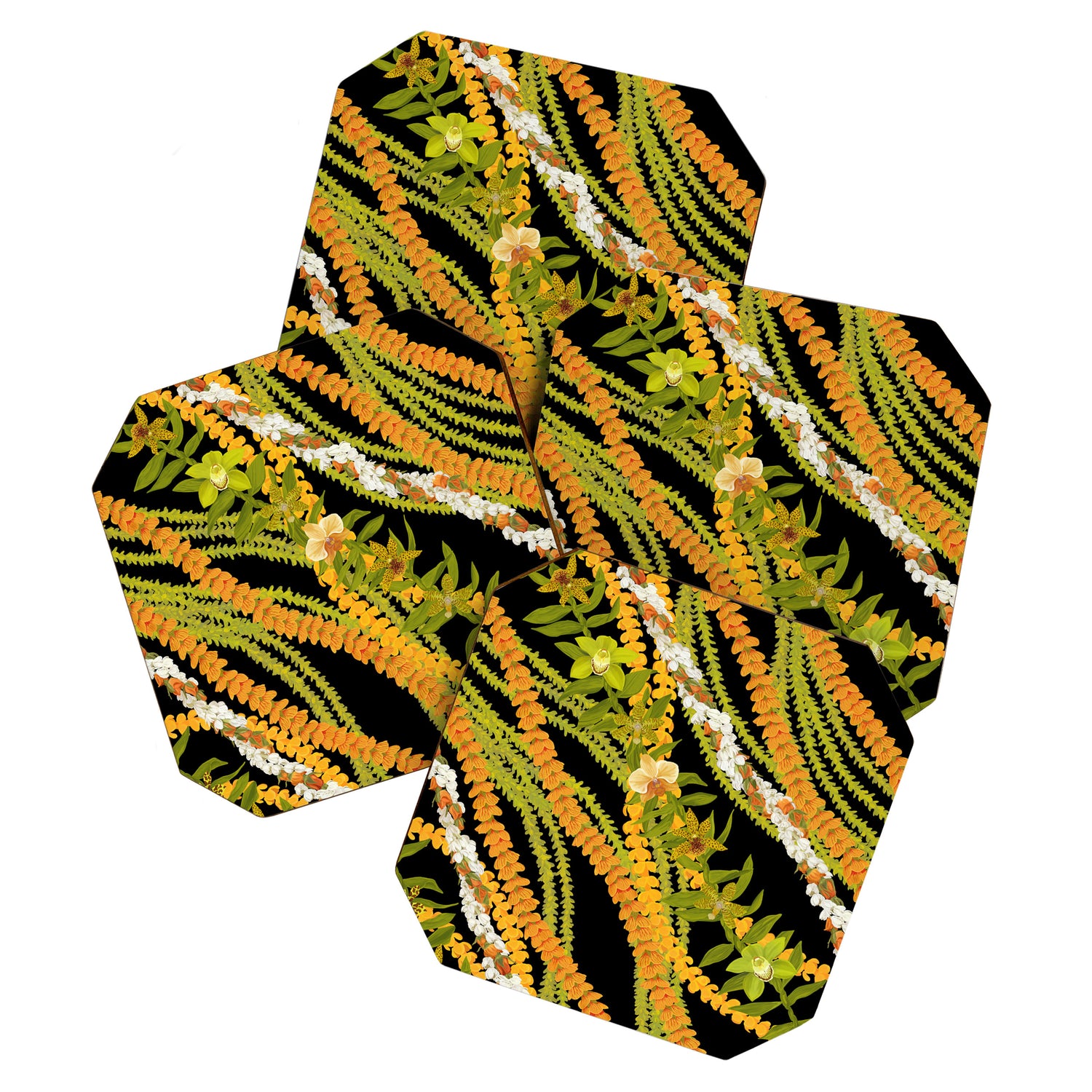 Diagonal Lei with more pakalana to add more green to the design Coaster Gallery Image 1