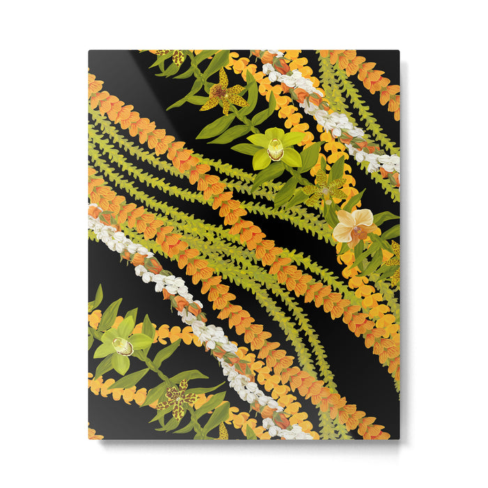 Diagonal Lei with more pakalana to add more green to the design Metal Print Gallery Image 1