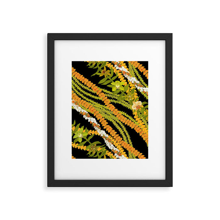 Diagonal Lei with more pakalana to add more green to the design Framed Art Print Gallery Image 1