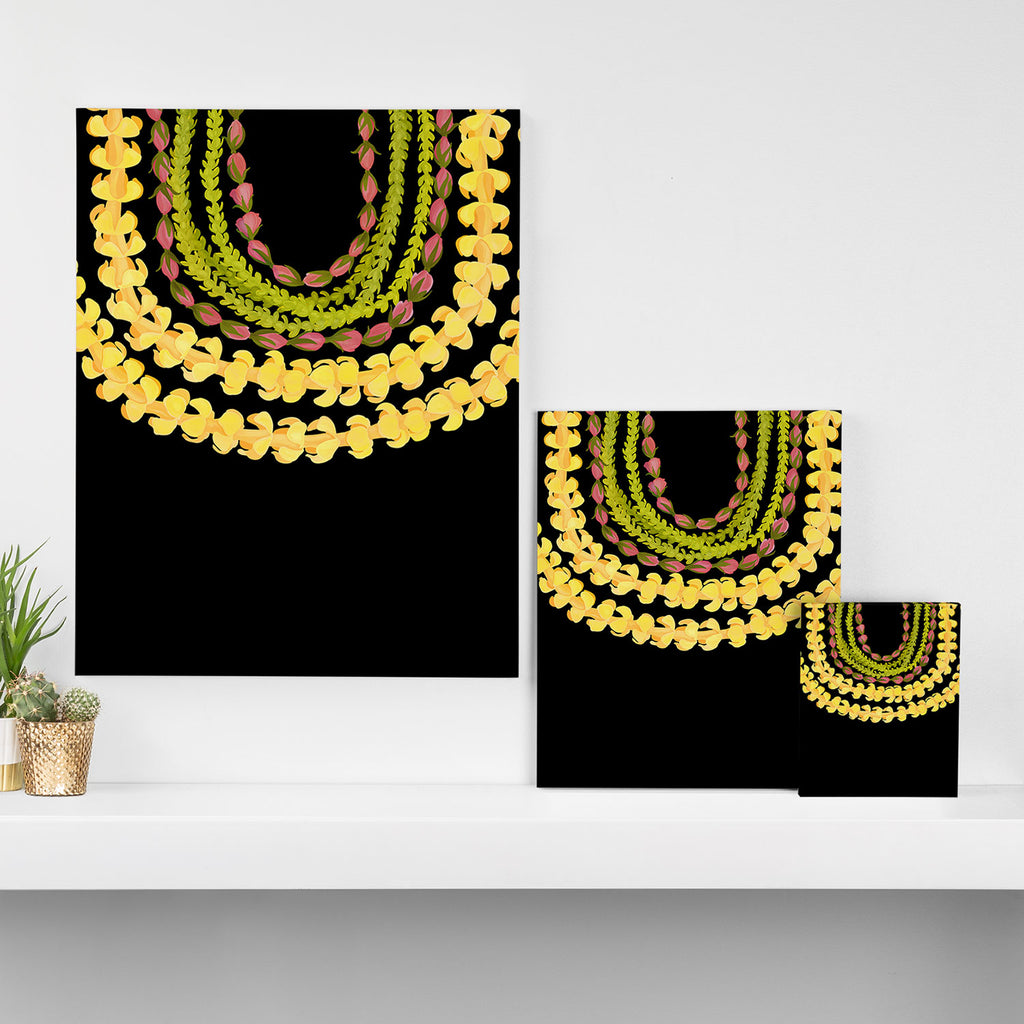 Lei Drape Puakenikeni Palaka Lokelani on black Canvas Print Gallery Image 3