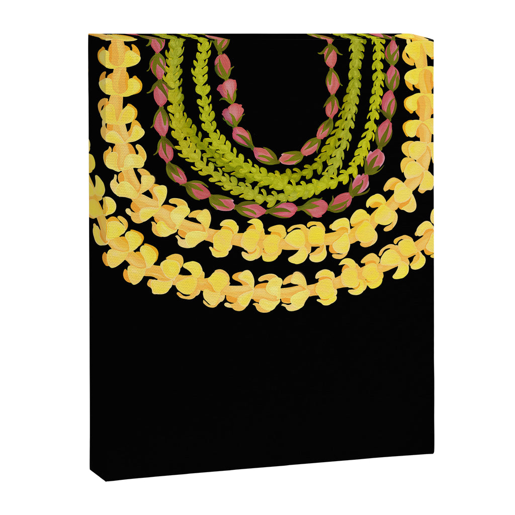 Lei Drape Puakenikeni Palaka Lokelani on black Canvas Print Gallery Image 3