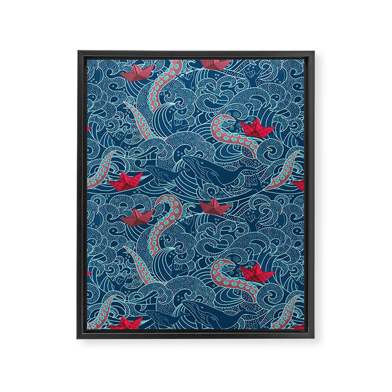 Octopus Ocean Playground smaller print Framed Canvas Print Gallery Image 6