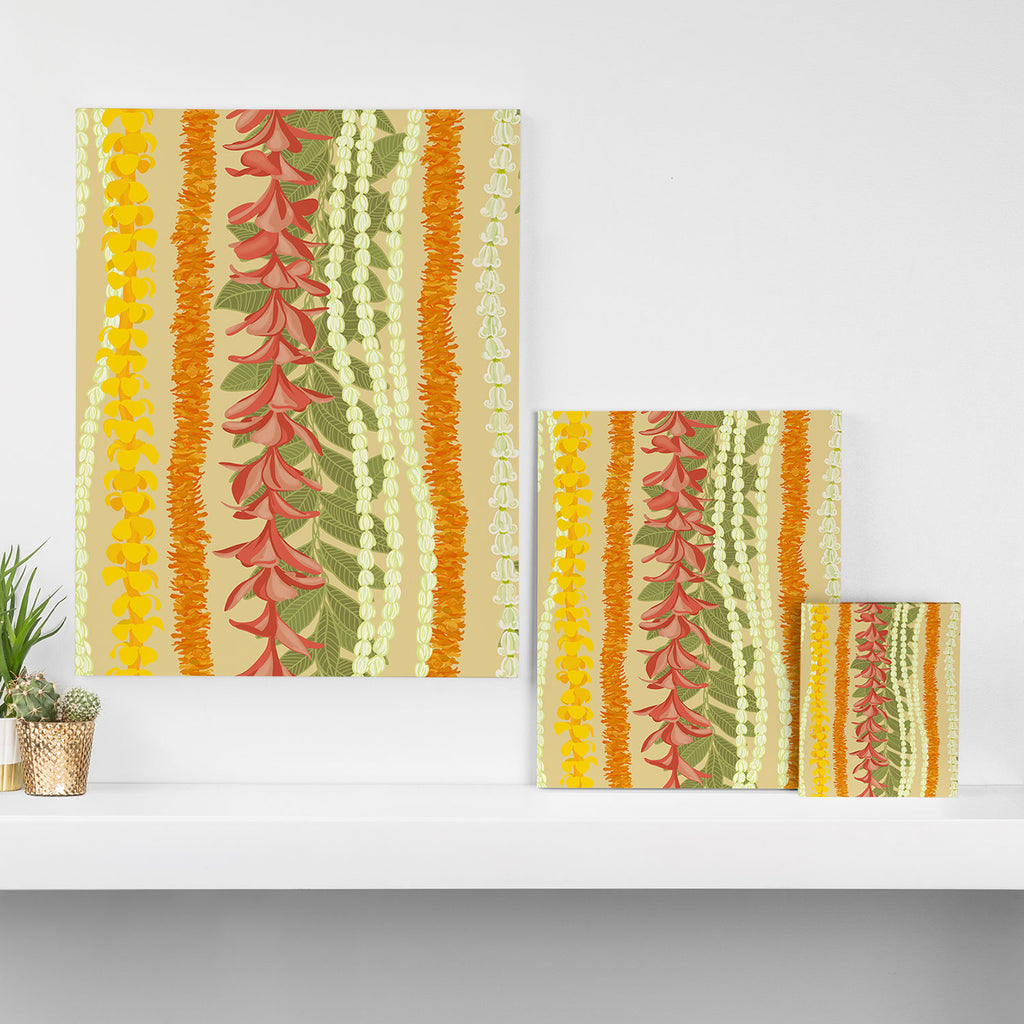 Pikake Lei, maile, plumeria, puakenikeni lei Canvas Print Gallery Image 3