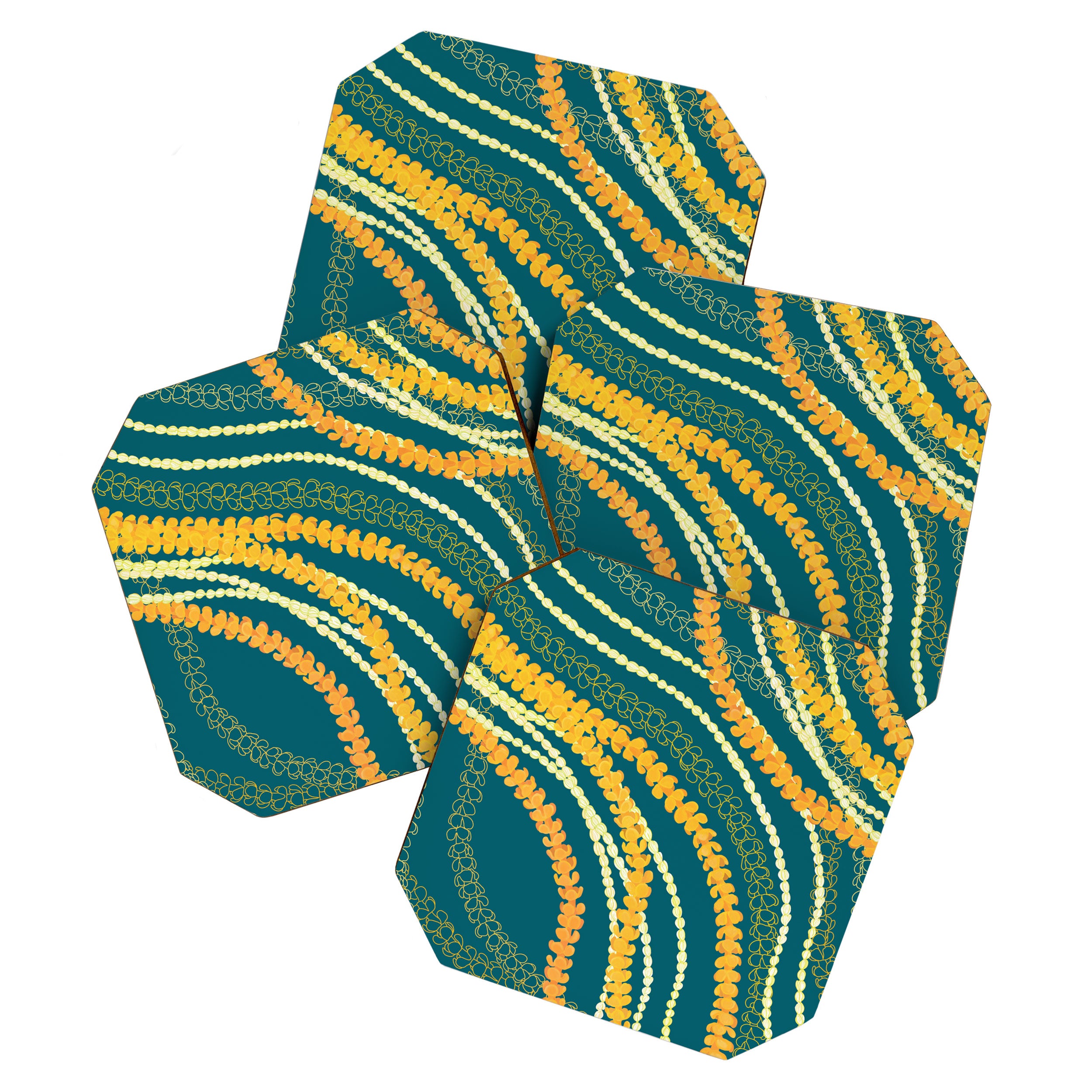 Puakenikeni and Pikake Lei on Teal Coaster Gallery Image 1