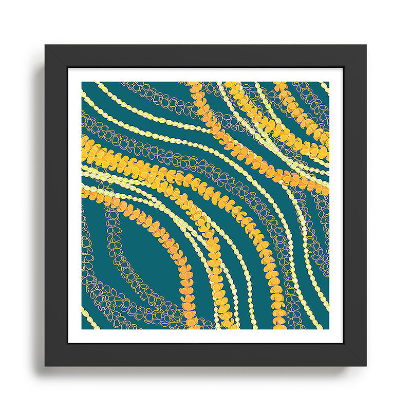 Puakenikeni and Pikake Lei on Teal Framed Art Print Gallery Image 1