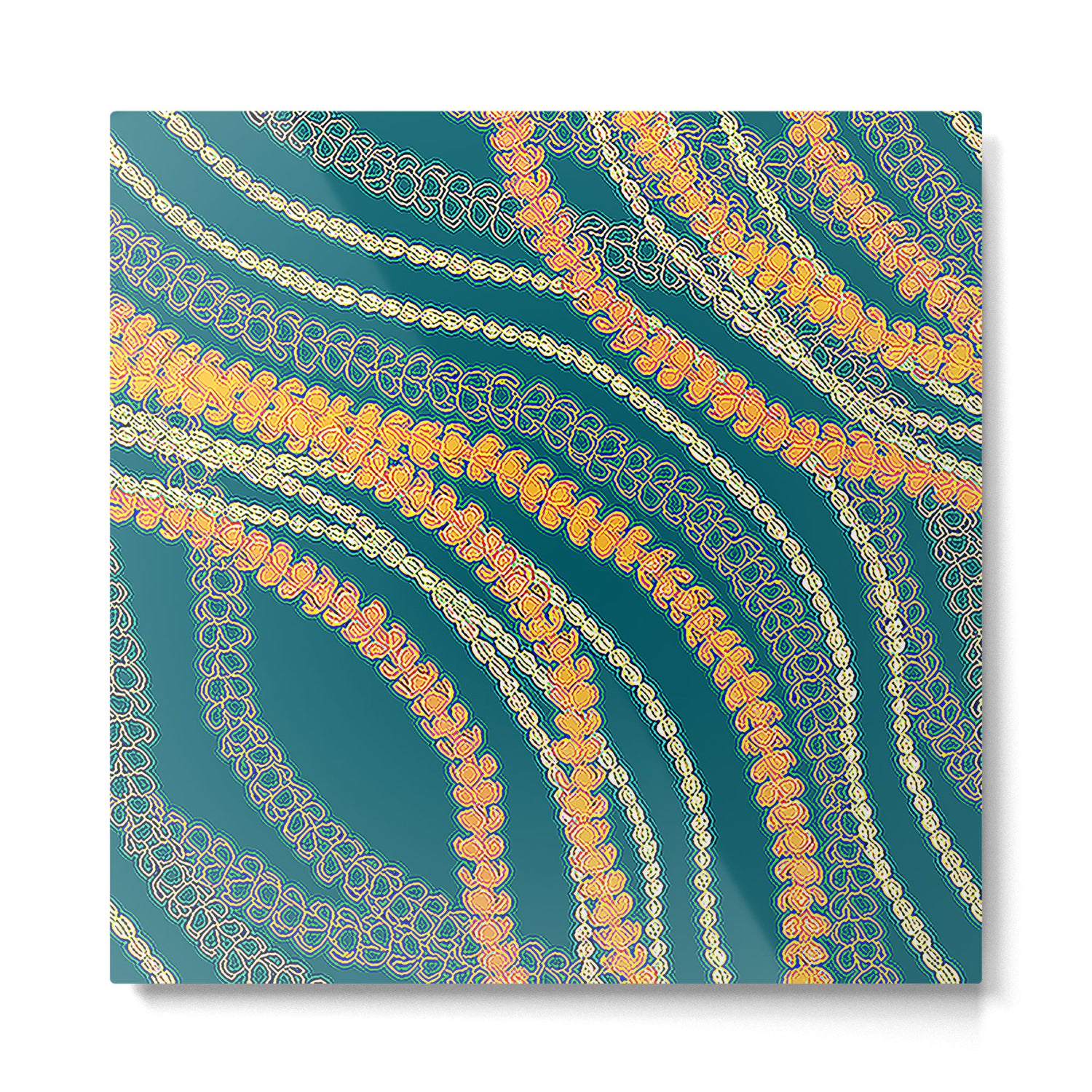 Puakenikeni and Pikake Lei on Teal Metal Print Gallery Image 2