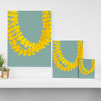 Puakenikeni lei drape on blue Canvas Print Gallery Image 3