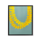 Puakenikeni lei drape on blue Framed Canvas Print Gallery Image 8