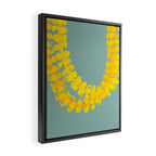 Puakenikeni lei drape on blue Framed Canvas Print Gallery Image 2