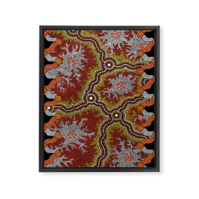 Aboriginal Art Authentic â Mountains Framed Canvas Print Gallery Image 1