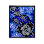 Authentic Aboriginal Art - Baby Sea Turtles Framed Canvas Print Gallery Image 6