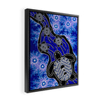 Authentic Aboriginal Art - Baby Sea Turtles Framed Canvas Print Gallery Image 2