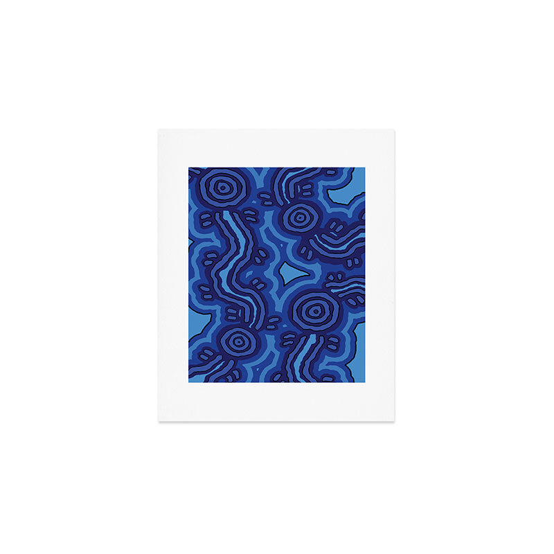 Authentic Aboriginal Art - Blue Campsites Art Print Gallery Image 1